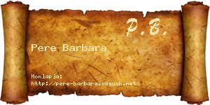 Pere Barbara névjegykártya
